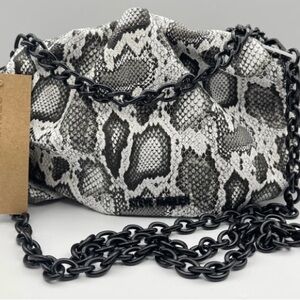 Steve Madden Black and White Snake Print Crossbody Bag